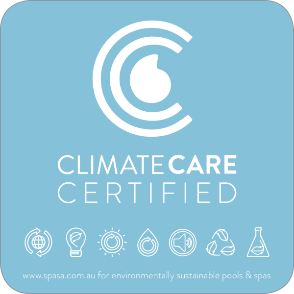 Climate Care Certified Logo on blue background